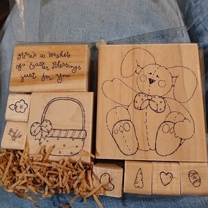 Close to My Heart Basket of Blessings Rubber Stamp Set 9 pc Bunny Rabbit Easter